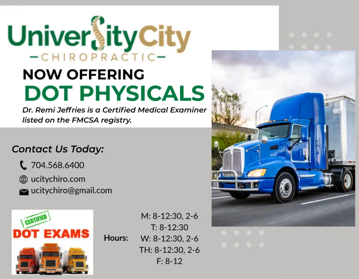 Chiropractic Charlotte NC DOT Physicals Poster